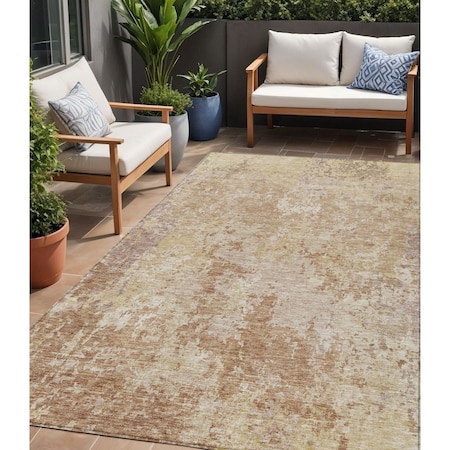Homeroots 5' X 8' Copper And Beige Abstract Washable Indoor Outdoor Area Rug 605543