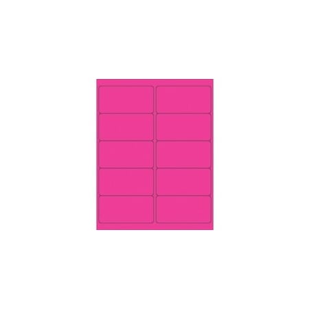 Bubblefast 4 x 2'' Fluorescent Pink Rectangle Laser Labels-10 Labels per Sheet BFLL178PK
