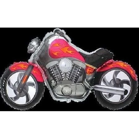 Loonballoon MOTORCYCLE Hog Bike PINK Orange Flames 45in. Party Mylar Balloon B01FTXP9B2