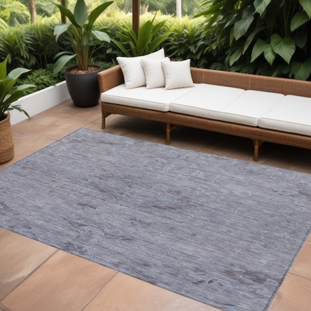 Homeroots 10' X 14' Blue And Gray Floral Washable Indoor Outdoor Area Rug 604215