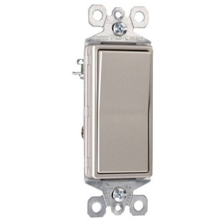 Legrand radiant Paddle Switch, 15 A, 120/277 VAC, Push Wire, Side Wire Terminal, Nickel TM873NICC10