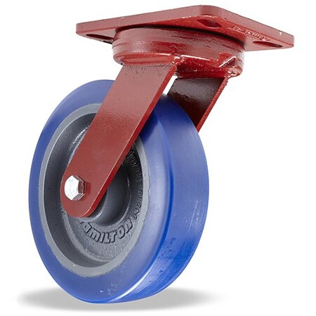 Hamilton Kingpinless Swivel Caster, 8" x 2" Ergo-Glide XT Wheel (80A), 3/4" Sealed Precision Ball Bearings S-ZFHS-8EGB