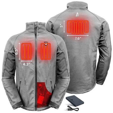 Actionheat 5V Battery Heated Softshell Jacket, Men's, Sharkskin Grey, L 810058852014