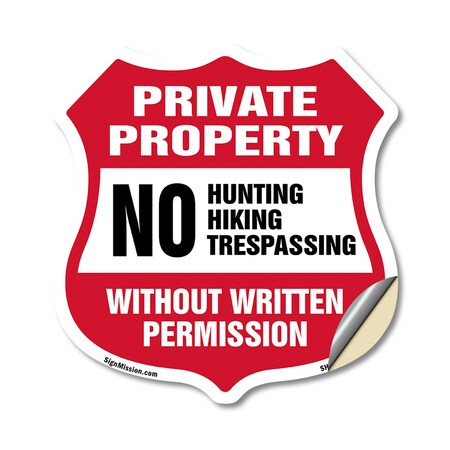 Signmission Private Property Shield Sign No Hunting, 12 Inch X 12 Inch, Vinyl Decal SHI-D-12-450