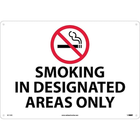 Nmc Smoking In Designated Areas Only Sign, M115RC M115RC