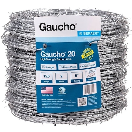 Gaucho Gaucho 118290 Barbed Wire, 15-1/2 ga, 1320 ft L, 2-Barbed Point 118290