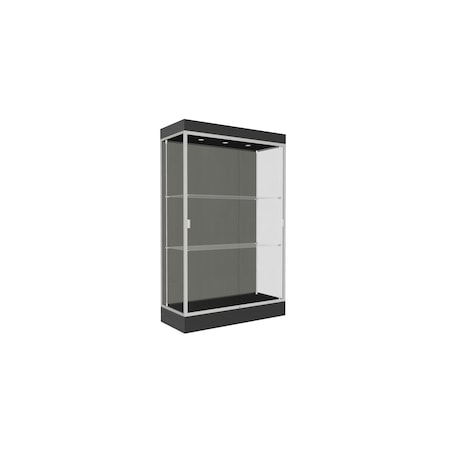 Ghent Lighted Floor Display Case 48x76x20, 6" Base, Satin 92LFSL-SN-BLK