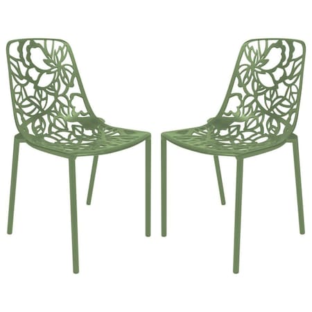 Leisuremod Modern Devon Aluminum Chair, Khaki Green, 2PK DC23G2