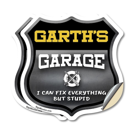 Signmission Garth's Garage I Can Fix Everything But Stupid, 4 inch X 4 inch, Vinyl Decal, 2PK SHI-D-2PACK-4-490-GARTH