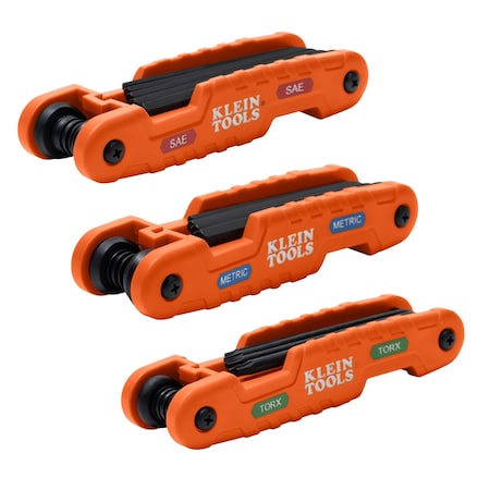 Klein Tools Hex Key Set, ProFold, Met/Torx, 31-Key, 3-Pc 70553