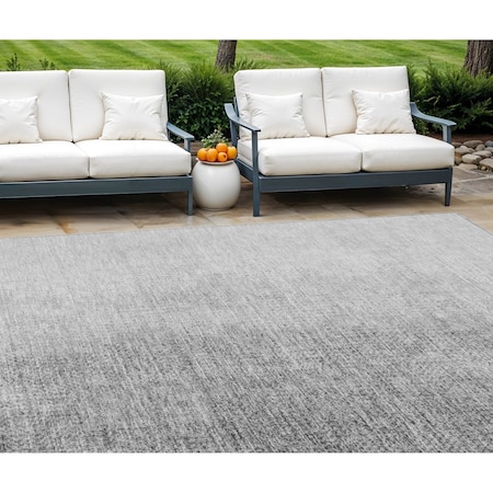 Homeroots 9' X 12' Gray And Silver Abstract Washable Indoor Outdoor Area Rug 588230
