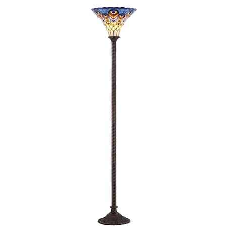 Jonathan Y Peacock Tiffany-Style 70" Torchiere LED Floor Lamp, Bronze JYL8006A