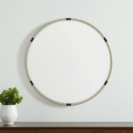 Homeroots 29" Gold Metal Round Accent Mirror 607282