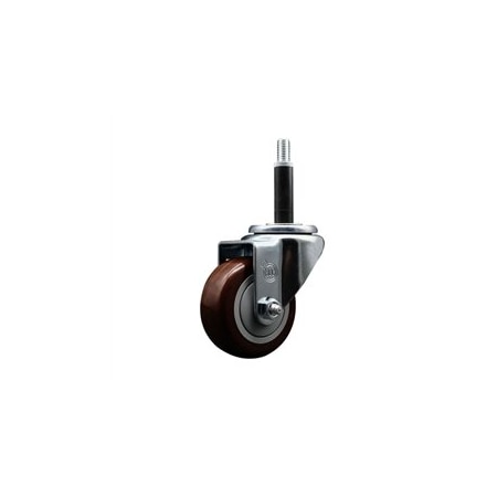 Service Caster 3'' SS Maroon Poly Wheel Swivel 3/4'' Expanding Stem Caster SCC-SSEX20S314-PPUB-MRN-34