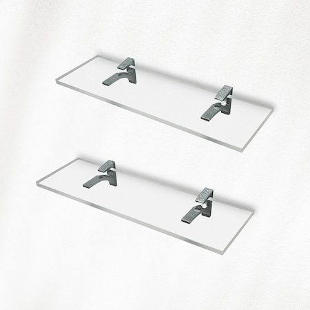 Fab Glass And Mirror Acrylic Shelf 6 x 16.5inces Chrome Bracket 3/4in Thickness Acrylic Pack of 2 AS19SC-6x16CH2P