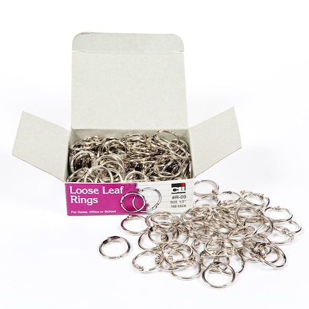 Charles Leonard Loose Leaf Rings with Snap Closure, Nickel Plated, 1/2 Inch Diameter, 100/Box, 100PK R-09