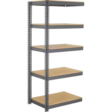 Global Industrial 5 Shelf, Heavy Duty Boltless Shelving, Add On, 36"W x 18"D x 84"H, Wood Deck B3153648