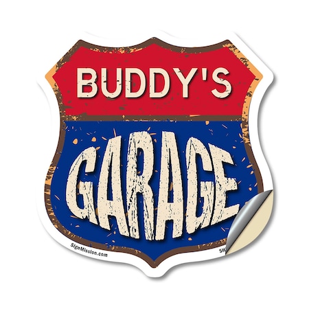 Signmission Buddy's Garage, 18 Inch X 18 Inch, Vinyl Decal SHI-D-18-383-BUDDY