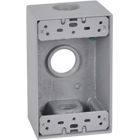 Evolve FSB75-3 1 Gang Rectangular Outlet Box With Three 0.75 in. Holes, Gray EV564642
