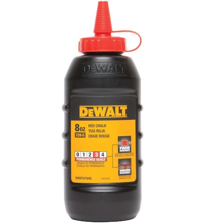 Dewalt Marking Chalk, Red, Standard, 8 oz DWHT47048L