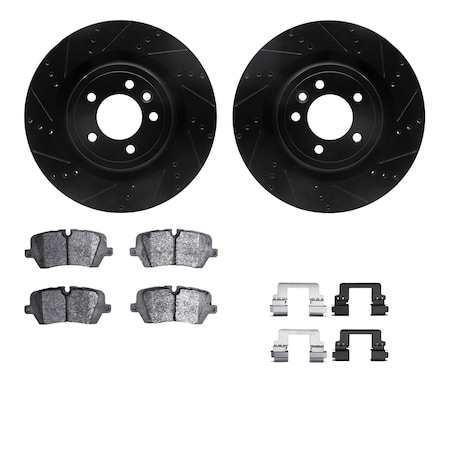 Dynamic Friction Co DFC Rotors-Drilled & Slotted-Black w/ EURO 5000 Ceramic Brake Pads Incl Hdw 8612-11025