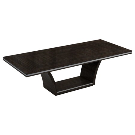 Homeroots 98" Dark Brown Solid Wood Self-Storing Leaf Pedestal Base Dining Table 343994