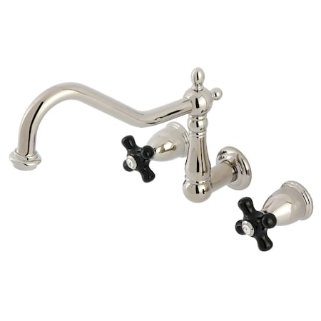 Kingston Brass Two-Handle Wall Mount Tub Faucet, Polished Nickel KS1026PKX