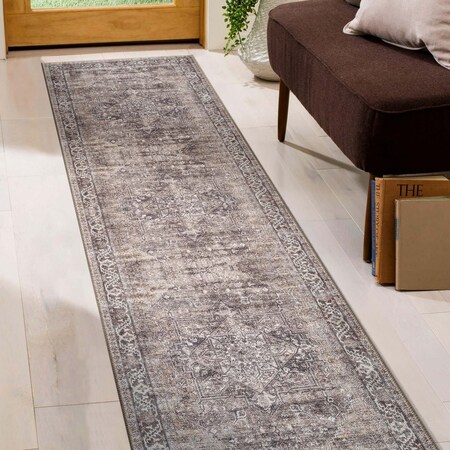 World Rug Gallery Beige Classic Washable Rug - Flat Pile, Non-Slip, Versatile for Any Room 2 ft 6 in x 6 ft Runner WR172BEIGE26X6