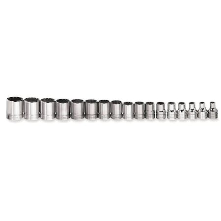 Williams Standard Socket Set, 3/8"D, 12Pt, 12pcs., JHWMSB-12RC JHWMSB-12RC