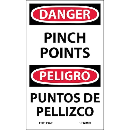 Nmc Pinch Point Bilingual Label, Pk5 ESD149AP