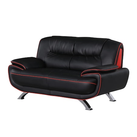 Homeroots 64in Black And Silver Faux Leather Loveseat 329456