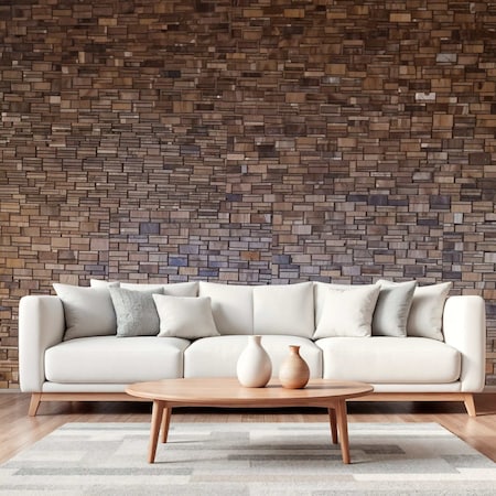 Homeroots Brown 3D Embossed Teak Reclaimed Wood Decorative Wall Panel 617487