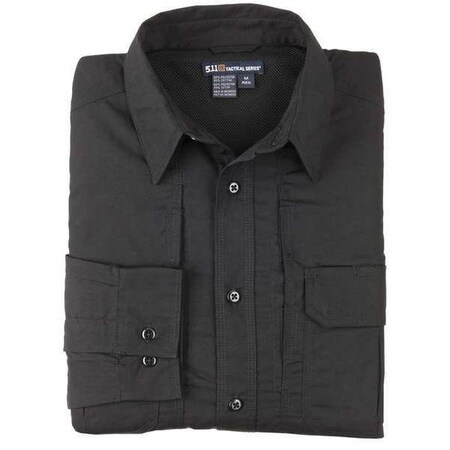 5.11 Military Shirt, 35% Cotton, 65% Polyester, Button, 4 Pocket(s), Black, 5XL 72175TABR-019-5XL
