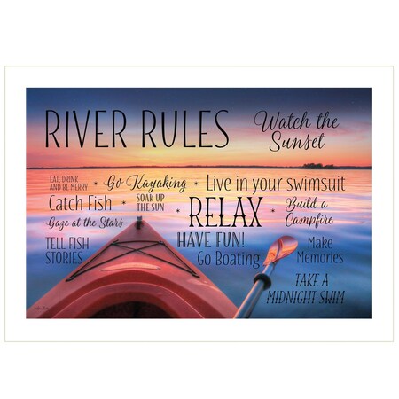 Homeroots River Rules 2 White Framed Print Wall Art 415413