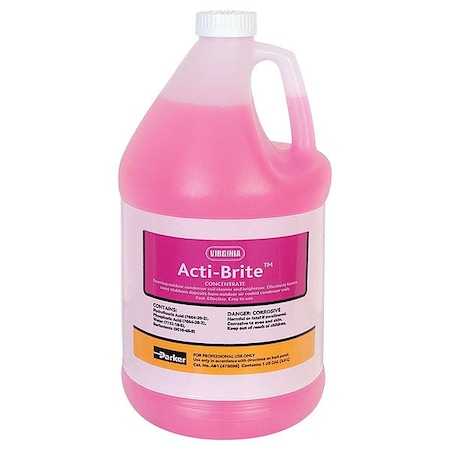 Virginia Coil Cleaner, 1 gal, Jug, Pink, Acidic ACTI-BRITE BIODEGRADABLE 1 GAL