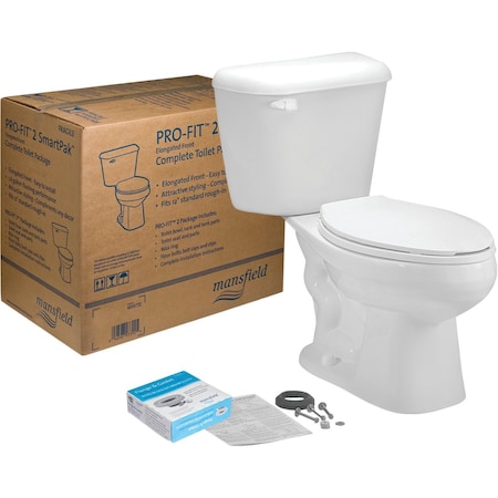 Mansfield Pro-Fit 2-128 Wht Elongated Bowl 1.28 GPF Complete Toilet 41350017