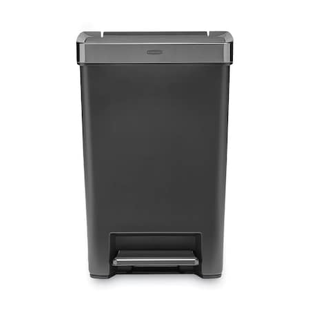 Rubbermaid Commercial Premier Series III Step-On Waste Container, 12.4 gal, Plastic, Black/Stainless Steel 2120983