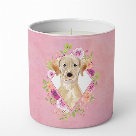Carolines Treasures 10 oz Yellow Lab Pink Flowers Decorative Soy Candle CK4227CDL