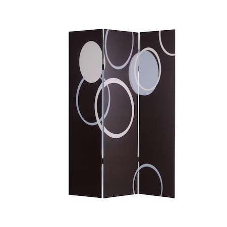 Homeroots 72" Black And White Canvas Folding Three Panel Screen Room Divider 274751