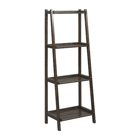 Homeroots Espresso Solid Wood Ladder Bookcase 380040