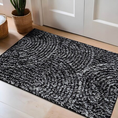 World Rug Gallery Circles Arch Shag Area Rug 2 ft 3 in x 12 ft Anthracite WR119ANTHRACITE2X3