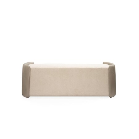 Homeroots 58in Taupe and Light Gray Boucle And Faux Leather Upholstered Bench 714185
