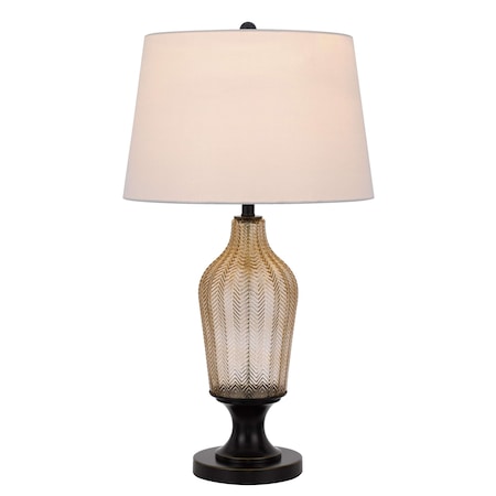 Homeroots 31" Bronze Glass Table Lamp With White Empire Shade 524737