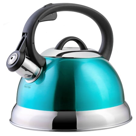 Mr. Coffee Flintshire 1.75 Quart Whistling Stovetop Tea Kettle in Turquoise 127555.01