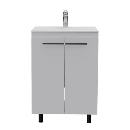 Homeroots 16" White Wood Freestanding Bathroom Vanity With Sink 546365