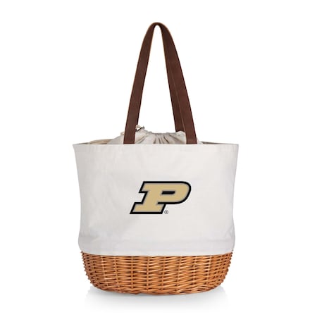 Picnic Time Family Of Brands NCAA Purdue Boilermakers Coronado Canvas and Willow Basket Tote - Picnic Bag 203-00-187-514-0