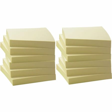 Business Source Sticky Note, Yellow, 12 Pads/Pack, PK18 BSN36620