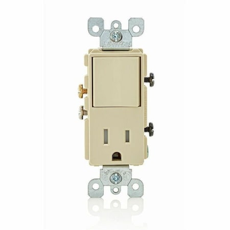 Leviton CombinationSwitch/Outlet, 15A, 1/2hp, Ivory 5625-I