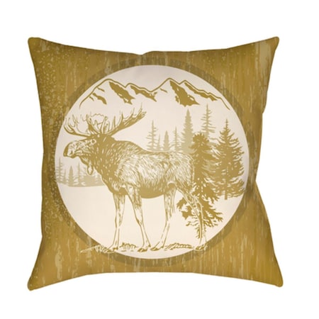 Artistic Weavers Lodge Cabin Moose Poly Filled Pillow - Mustard & Beige - 16 x 16 in. LGCB2022-1616