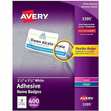 Avery Dennison BADGE, SLFADHV, LSR, NME, WHT 5395